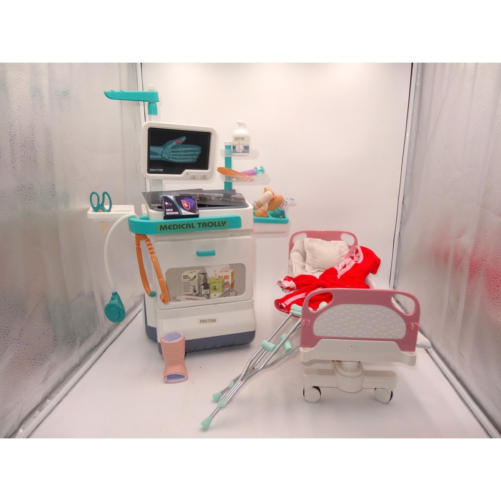 Our Generation Doll Get Well Hospital Bed Table Crutches Cast & Medical Station